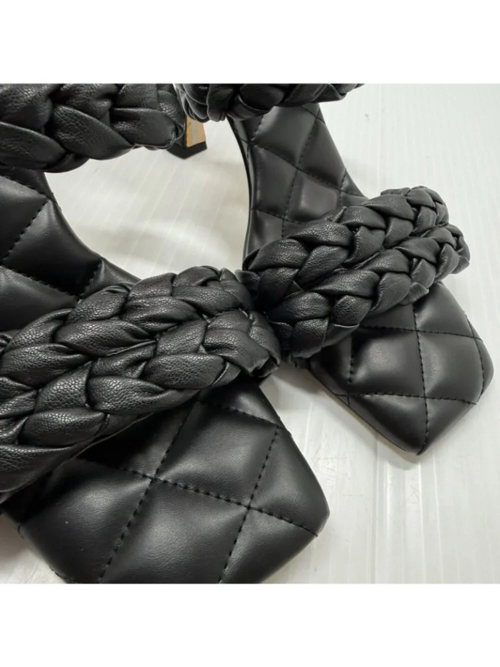 Sam Edelman Womens Meghan Braided Sandals Size 8 Black Quilted Boho Resort NWT